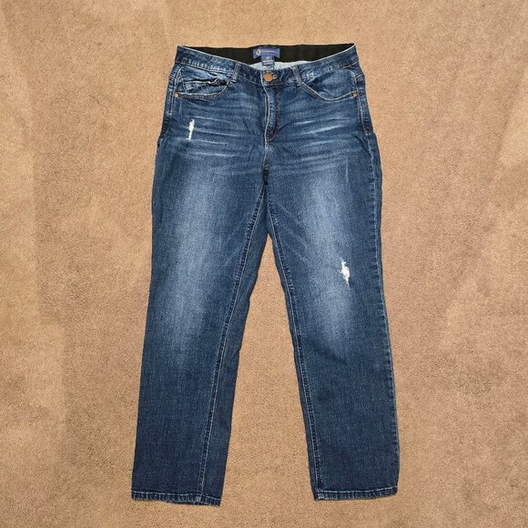 Democracy "Ab" Solution Cuffed Distressed Girlfriend Jeans - Picture 2 of 9